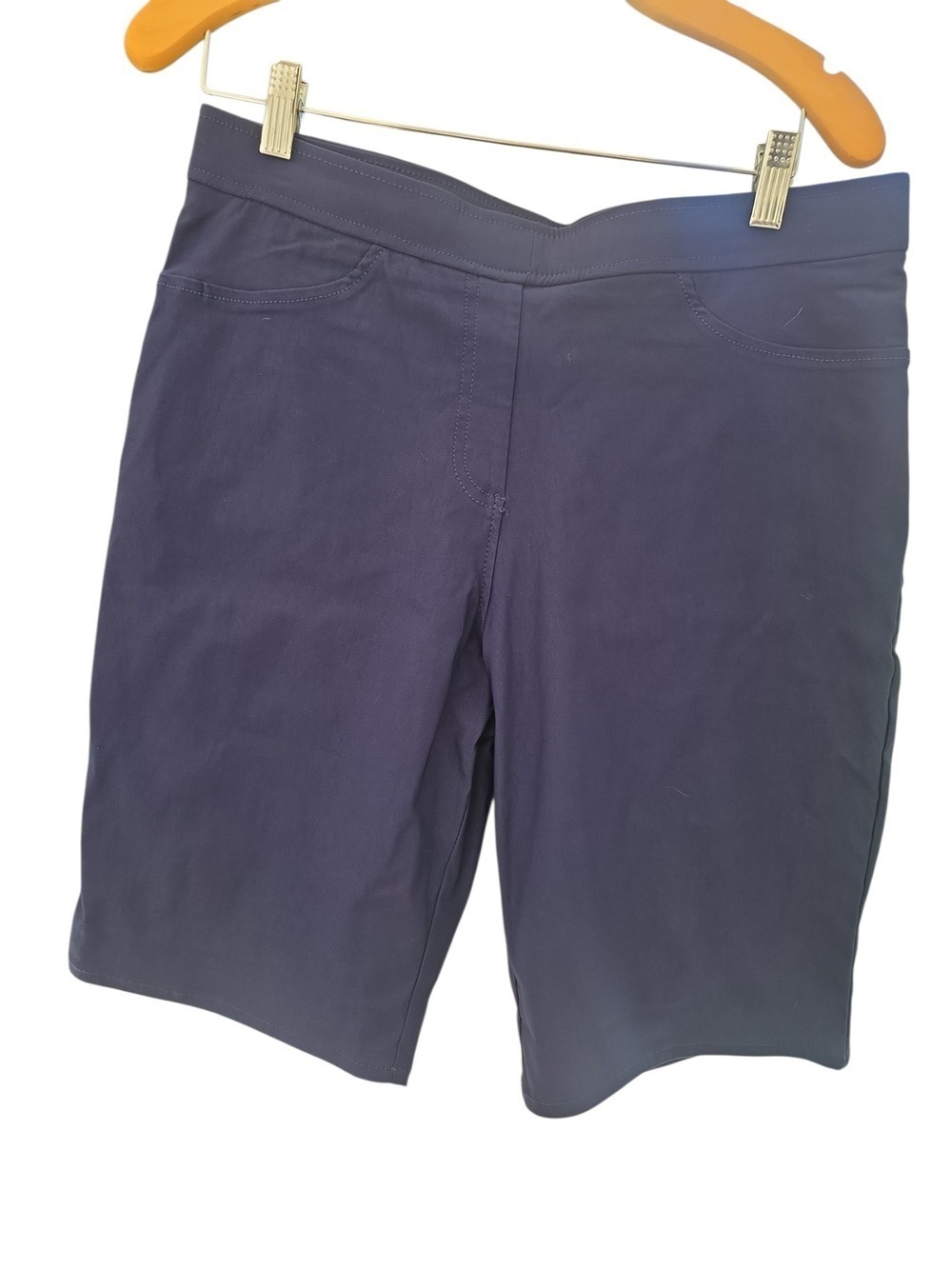 Tahari Navy Stretch Bermuda Shorts for Women Longer Length Stretchy!!